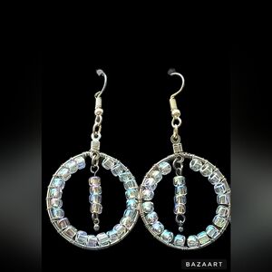 Handmade sparkling glass bead hoop earrings